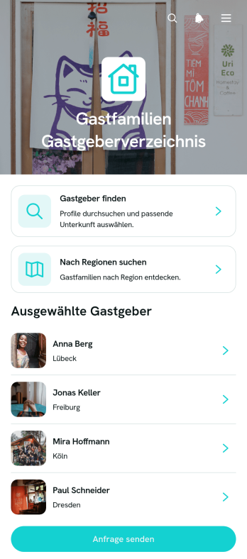 Gastgeberverzeichnis-App für Privatunterkünfte