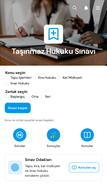 Gayrimenkul Hukuku Quiz Uygulama Șablonu