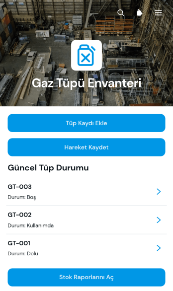 Gaz Tüpü Envanter Uygulama Șablonu