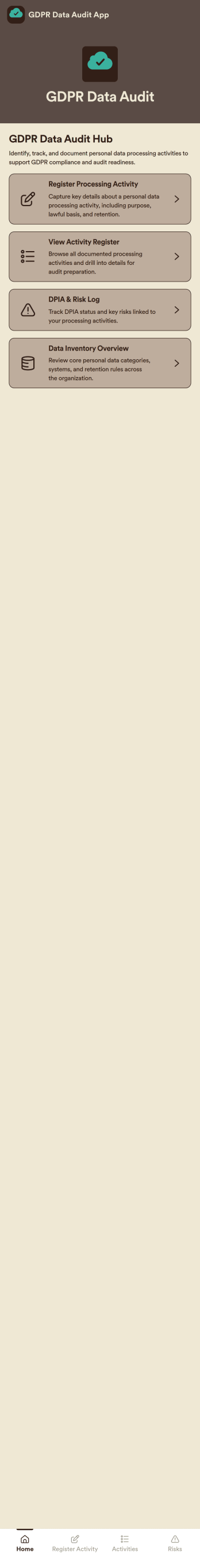 GDPR Data Audit App Template