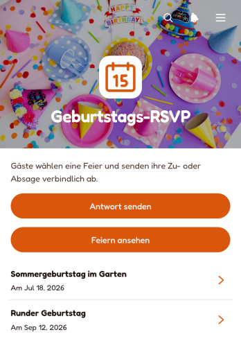 Geburtstags-RSVP-App