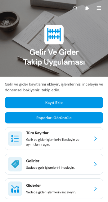 Gelir ve Gider Takip Uygulama Șablonu