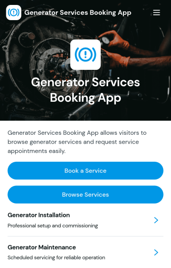 Generator Services Booking App Template