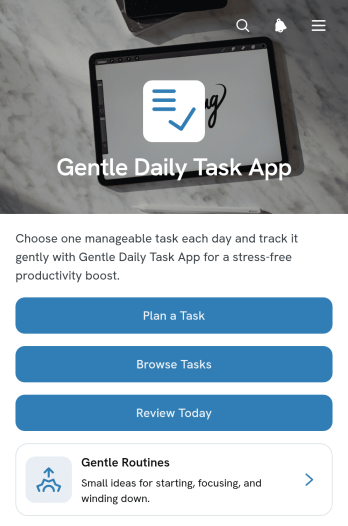 Gentle Daily Task App Template