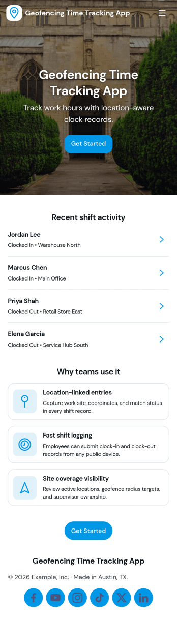 Geofencing Time Tracking App Template
