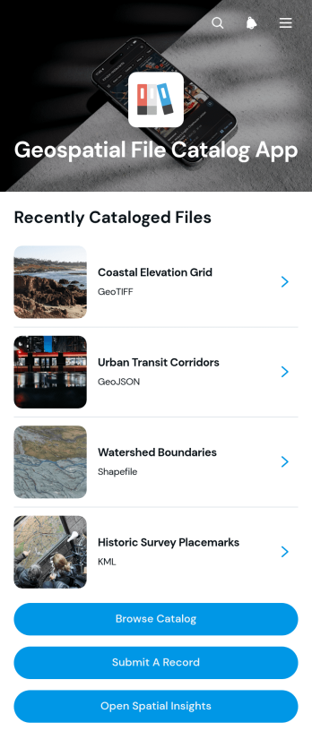 Geospatial File Catalog App Template