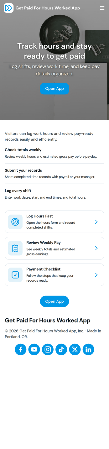 Get Paid for Hours Worked App Template
