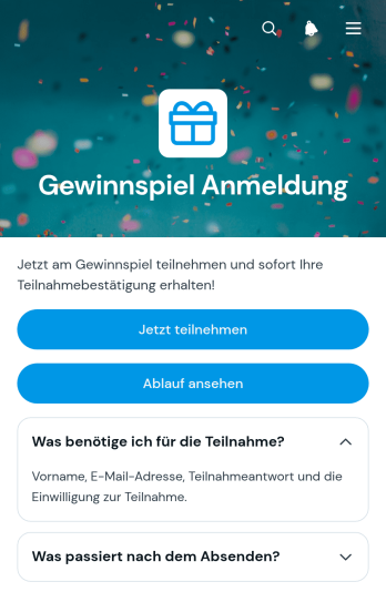Gewinnspiel-Registrierungs-App