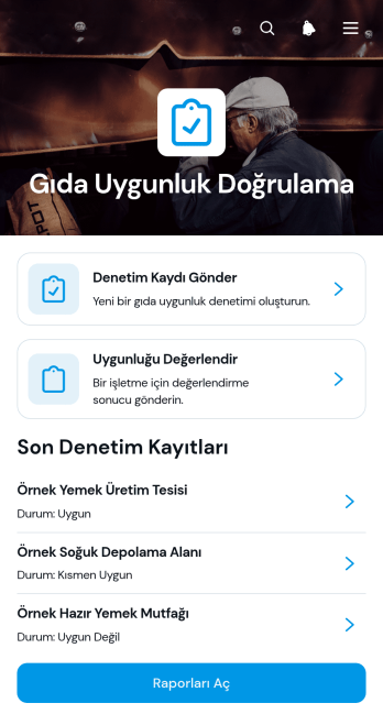 Gıda Uyumluluğu Doğrulama Uygulama Șablonu