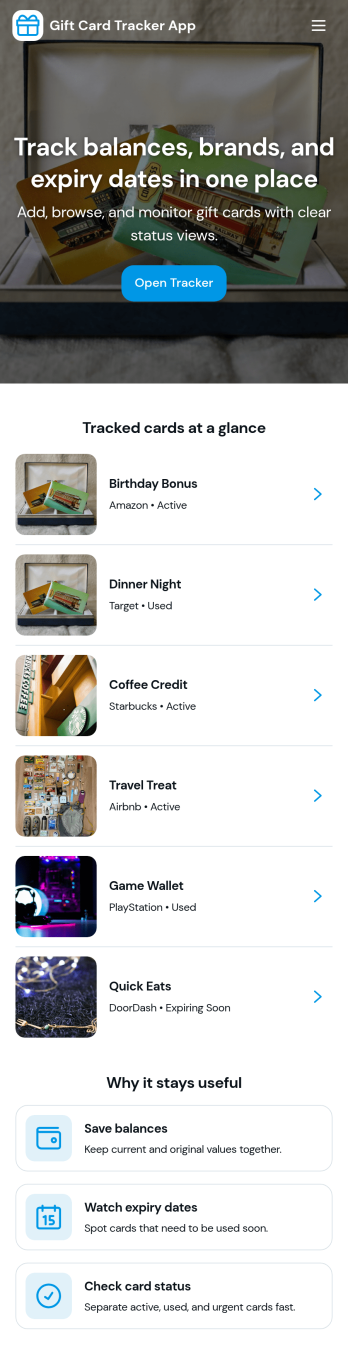 Gift Card Tracker App Template