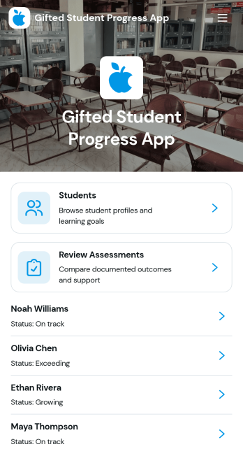 Gifted Student Progress App Template
