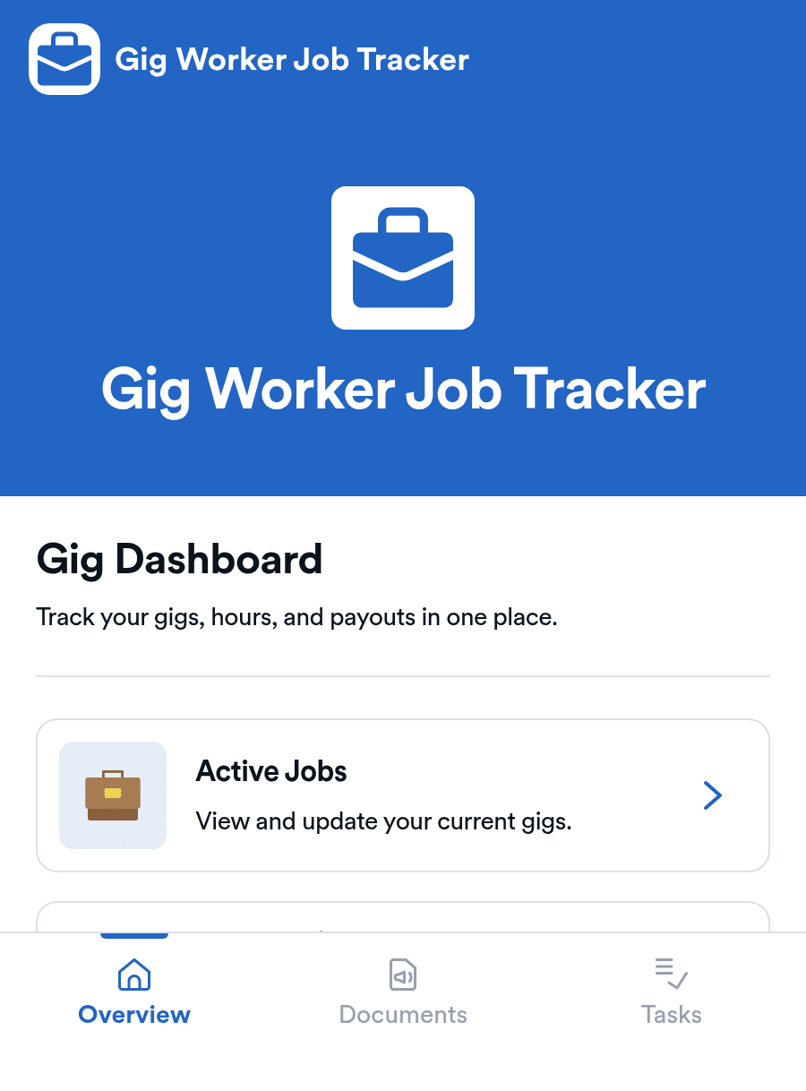 Gig Worker Job Tracker App Template | Jotform