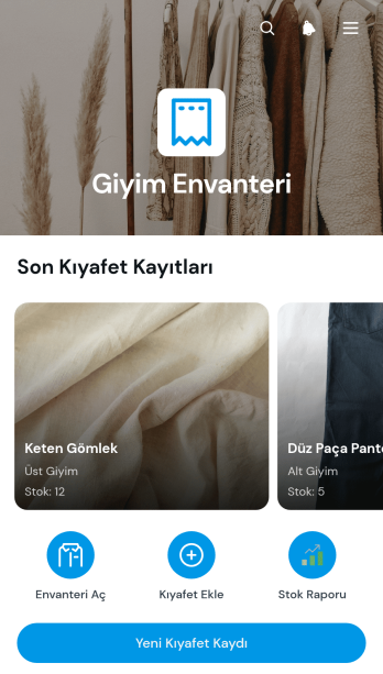 Giyim Envanteri Uygulama Șablonu