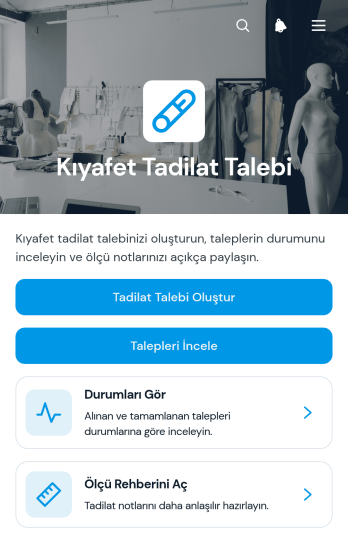 Giysi Tadilat Talebi Uygulama Șablonu
