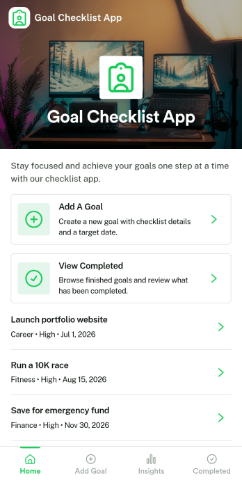 Goal Checklist App Template