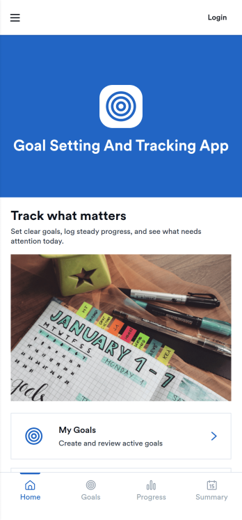 Goal Setting and Tracking App Template