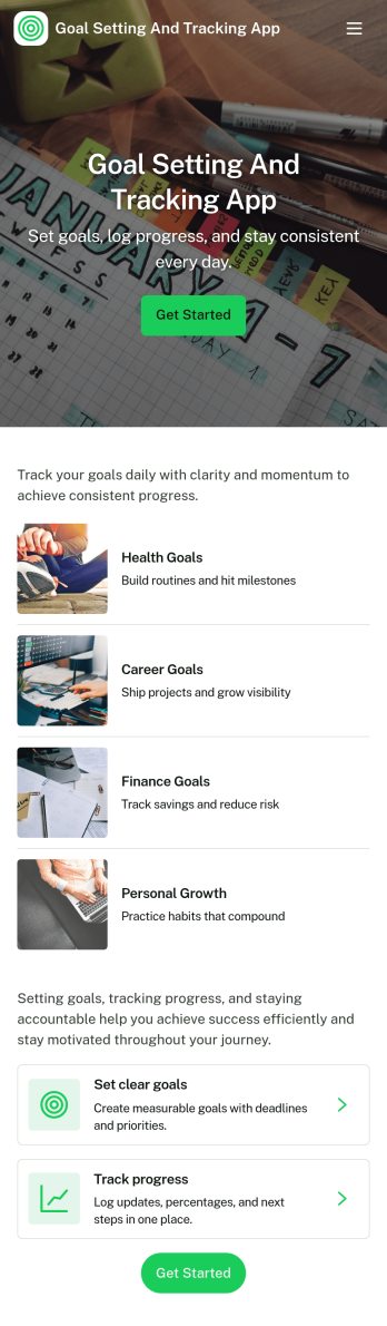 Goal Setting and Tracking App Template