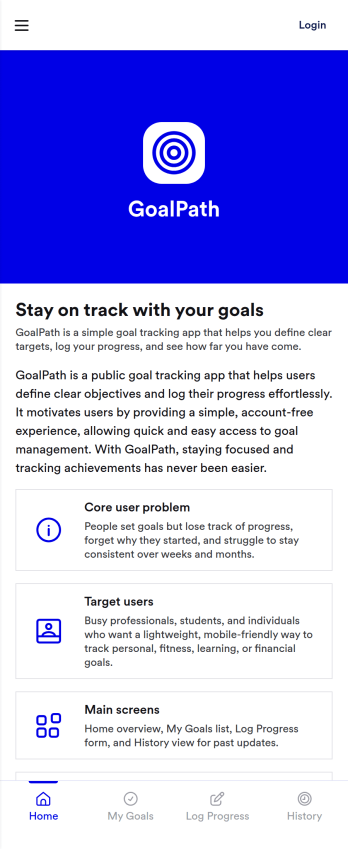 Goal Tracking App Template
