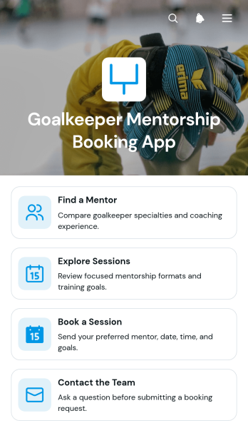 Goalkeeper Mentorship Booking App Template