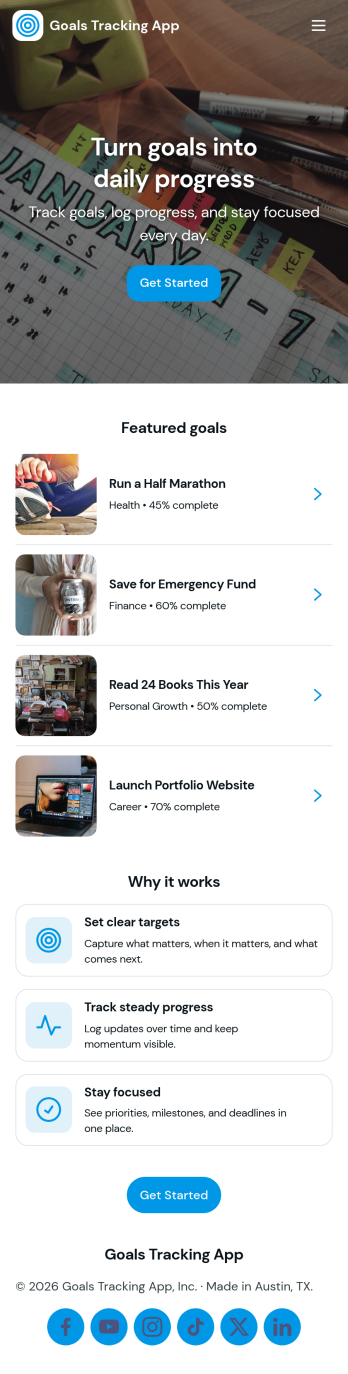 Goals Tracking App Template