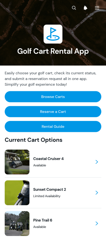 Golf Cart Rental App Template