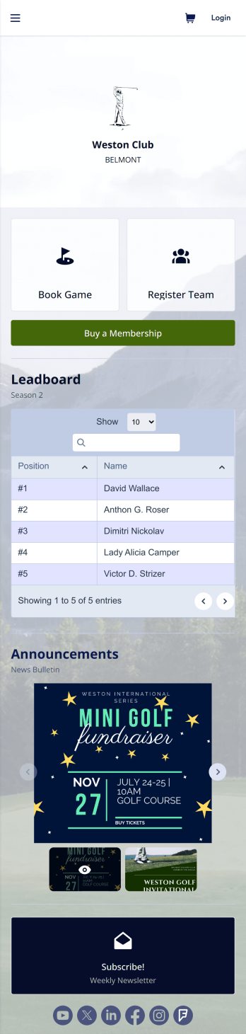 Golf Club App Template