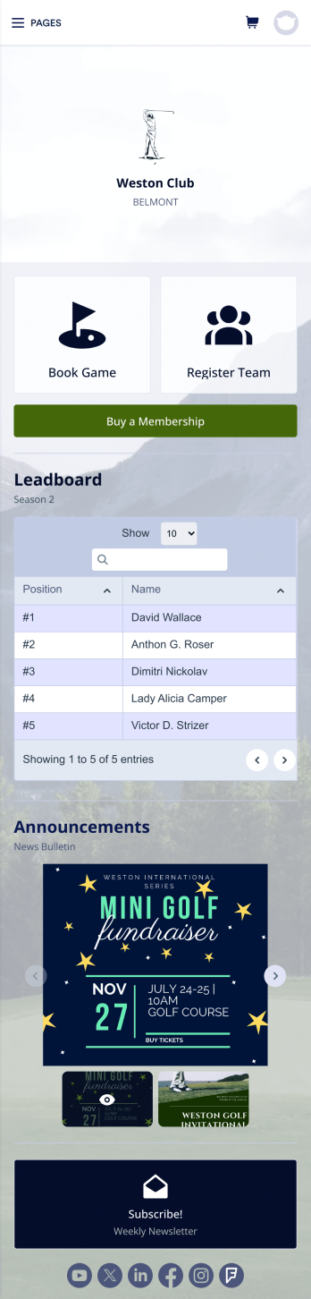 Golf Club App Template