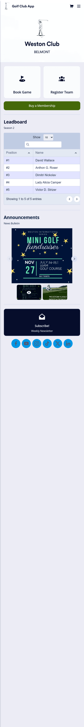 Golf Club App Template
