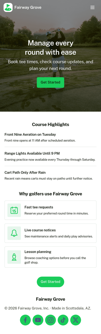 Golf Course Management App Template