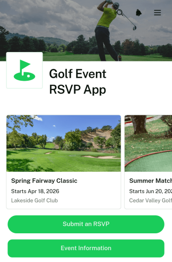 Golf Event RSVP App Template