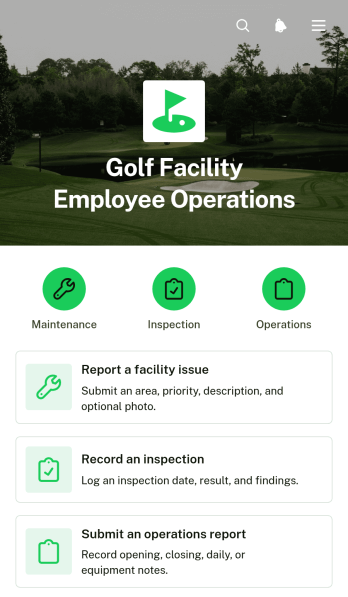 Golf Facility Employee Operations App Template