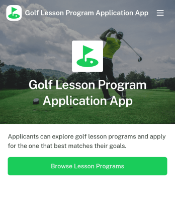 Golf Lesson Program Application App Template