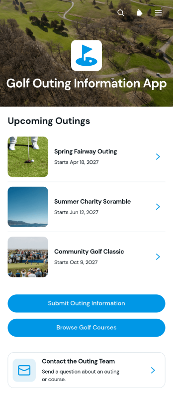 Golf Outing Information App Template