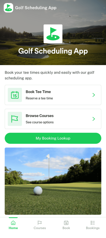 Golf Scheduling App Template