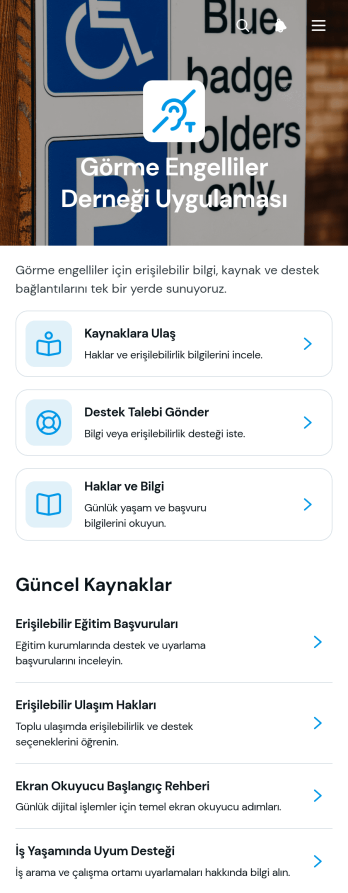 Görme Engelliler Derneği Uygulama Șablonu