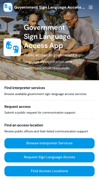 Government Sign Language Access App Template