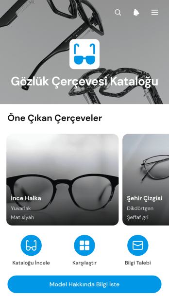 Gözlük Çerçevesi Katalog Uygulama Șablonu