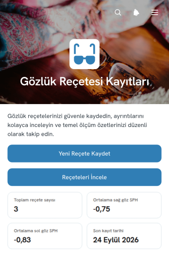Gözlük Reçetesi Kayıt Uygulama Șablonu