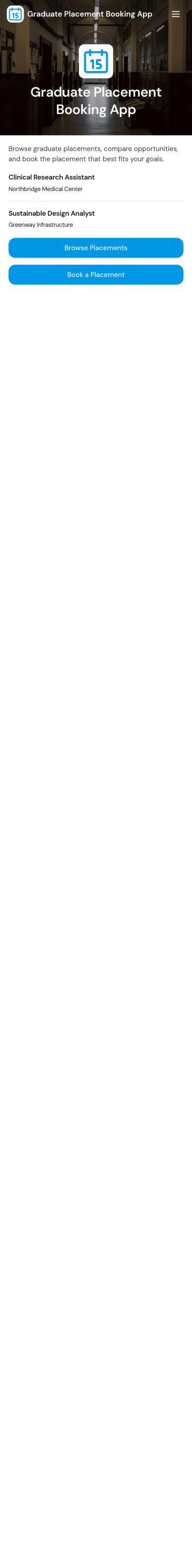 Graduate Placement Booking App Template
