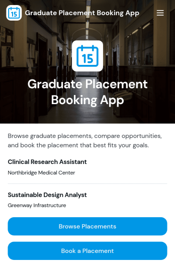 Graduate Placement Booking App Template