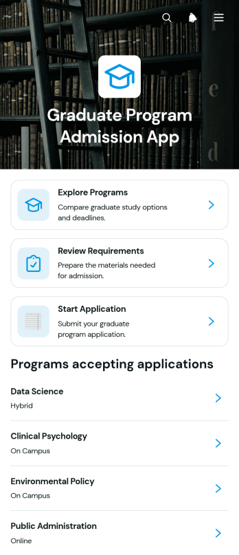 Graduate Program Admission App Template