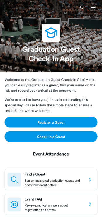 Graduation Guest Check-In App Template
