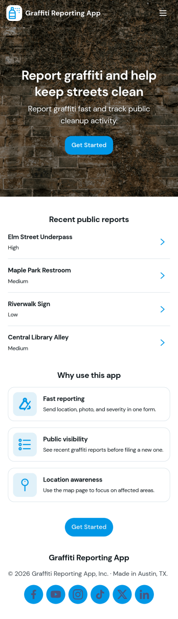 Graffiti Reporting App Template