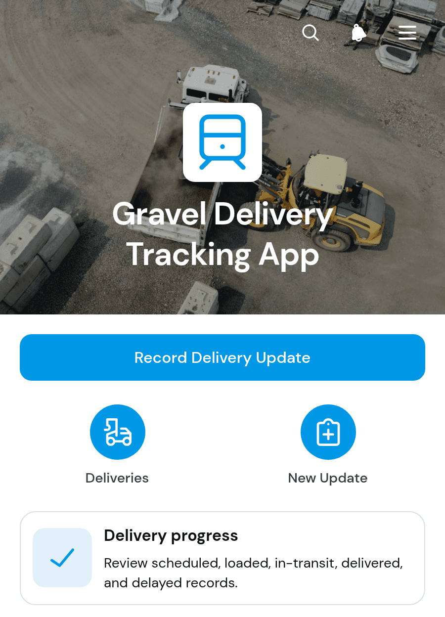 Gravel Delivery Tracking App Template | Jotform