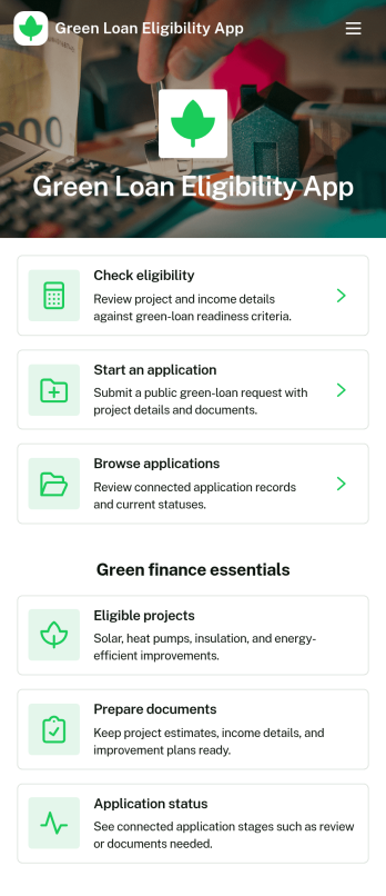 Green Loan Eligibility App Template