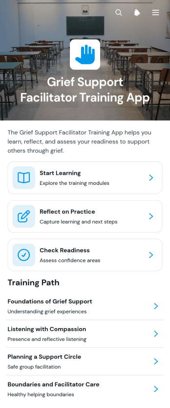 Grief Support Facilitator Training App Template