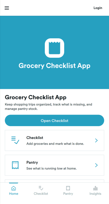 Grocery Checklist App Template