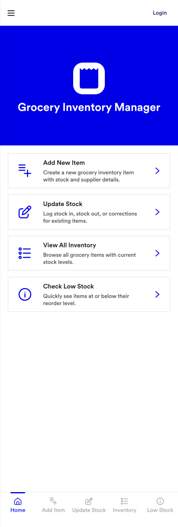 Grocery Inventory Manager App Template