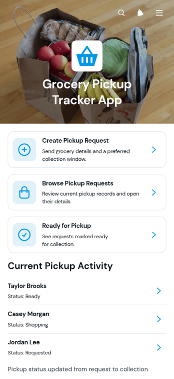 Grocery Pickup Tracker App Template