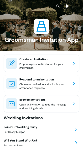 Groomsman Invitation App Template